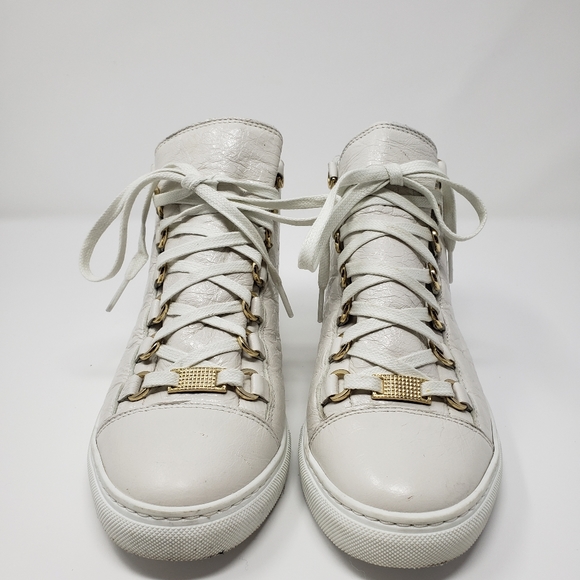 BALENCIAGA Arena High Beige leather Sneakers. Size: 37 - Picture 3 of 8